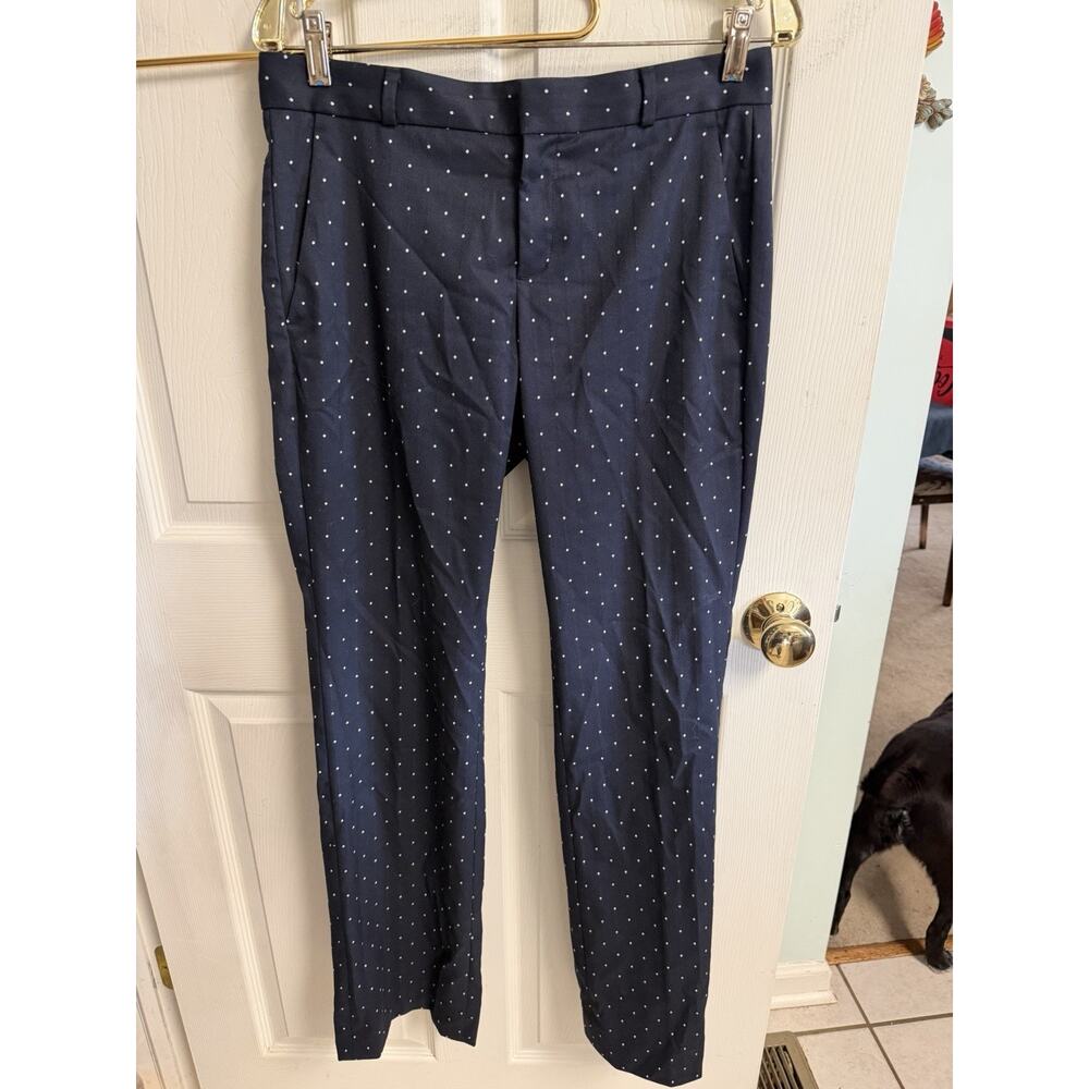 Banana Republic Avery Pants Size 4 Navy Blue Whote Polka Dots 32x32